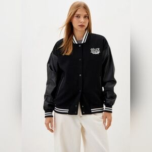 Vans Women's Black and White Varsity Jacket